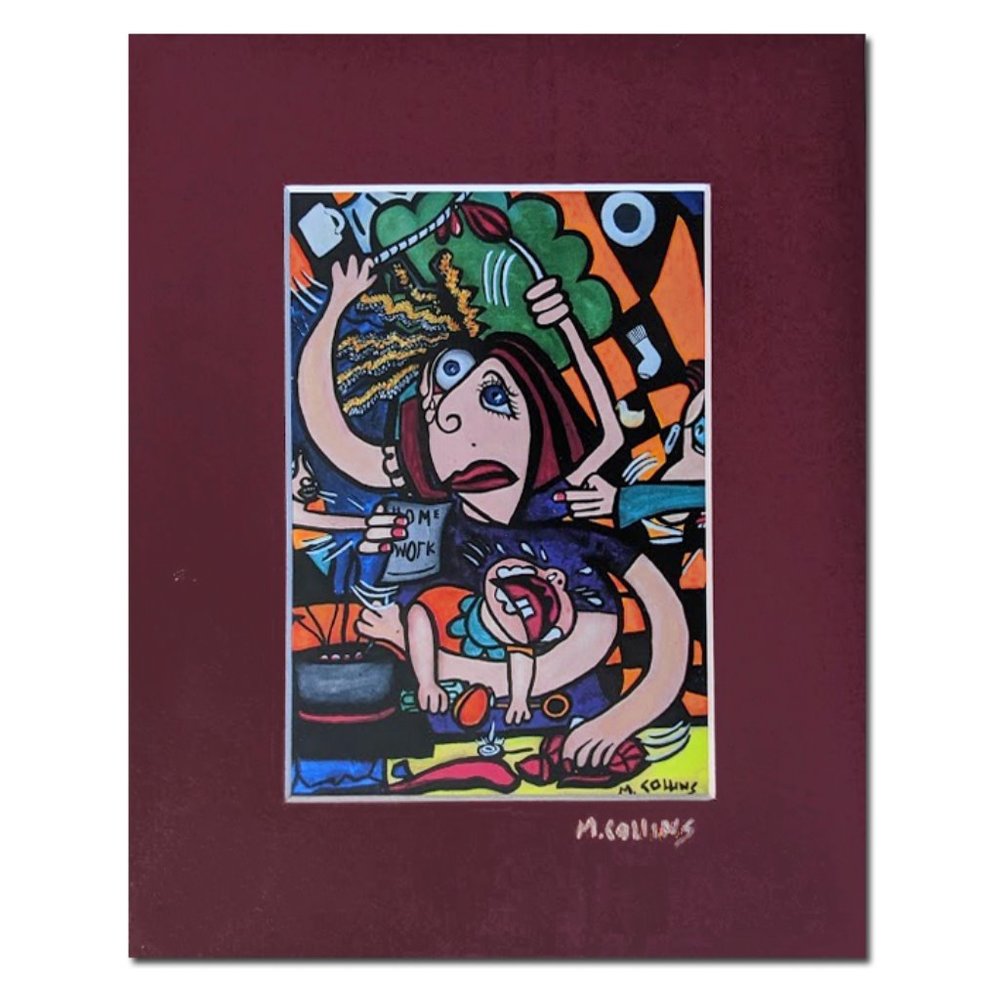 Mother's Day Matted Abstract Art Print Colorful Artist Signed